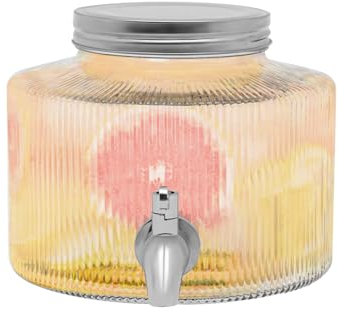 HANGKAI 2.8L Glas Getränkespender für Kühlschrank mit Hahn, Modern, Klar