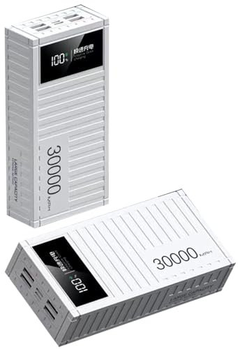 WSGDSG Banque d'alimentation Haute Capacité 50 000 mAh, Chargeur Portable PD66W à Charge Rapide avec 4 Sorties, Batterie Externe avec écran LED pour Téléphones Tablettes(Size:50000mAh,Color:Blanc)