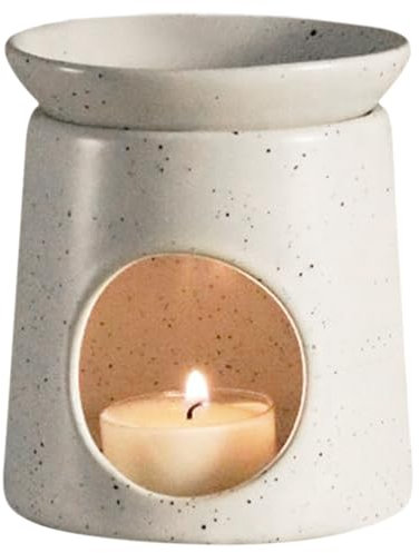 Gwezmxs Weiß Duftlampe Keramik, Duftlampe für ätherische Öle, Duftlampe Teelicht, Abnehmbare Schale, Essential Oil Burner 9 * 9 * 11CM
