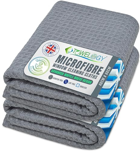Towelogy® Premium Streak Free Window Cleaning Cloths Professional Extra Large Magic Glass Cleaner Cloth 40x60cm