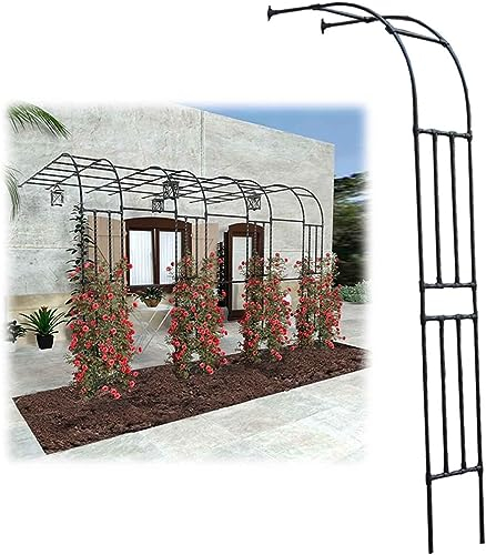 SUNMME Halbbogen-Gartenlaube, dekorative Rosenlauben, Metallbögen, Blumentorbogen, breit, schwarz, wetterfest (B150 x H240 cm) (Größe: B240 x H240 cm) (A B180 x H240 cm)