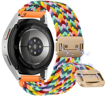 Niboow Nylon Armband für Samsung Galaxy Watch FE/Galaxy Watch 7 - Magnetisch, Bunt