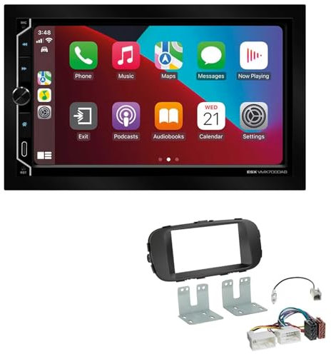 ESX VMX700DAB 2-DIN Autoradio kompatibel mit Wireless Apple CarPlay Android Auto Bluetooth DAB+ passend für KIA Soul II ab 2014 matt schwarz