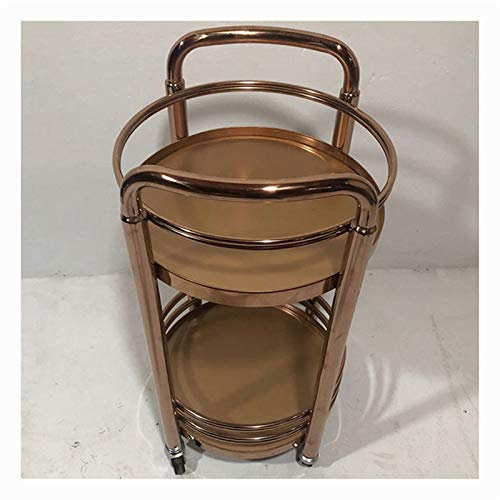 BTZHY Wagen Servierwagen, Barwagen, Küchenwagen, Metall, sehr gut geeignet für zu Hause, Wohnzimmer, Hausbarwagen auf Rädern, Küchenwagen mit Stauraum (Roségold, 400 x 740 mm)