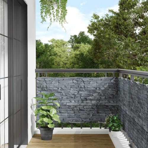 AJJHUUKI Brise-vue de jardin en PVC aspect pierre Gris 600 x 75 cm