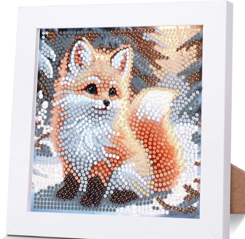 Luckyarina Diamond Painting Mit Rahmen Verträumt - Leinwand Tiere Diamant Painting Kinder Geschenk Mädchen Bastelset Ab 11 Jahre Mit Geschenkbox 15x15cm