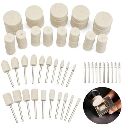 80 Pezzi Dischi per Lucidatura in Feltro di Lana, Set di Molatura Testa Lucidante, Disco Lucidante per Trapano, Drill Polishing Kit per Lucidare, Levigare, Pulire Gioielli, Metallo, Legno, Giada