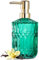 EMPO Seifenspender aus Transparentem Glas mit ABS-Kunststoff-Pumpe, Lotionspender für Küche, Bad (Weinlese-Jade)