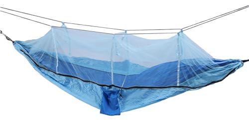 Amaca da Campeggio con Zanzariera, Amaca Portatile da Viaggio Singola, Zanzariera, Amaca, Altalena per Cortile, Giardino, Campeggio, (Blu reale con azzurro (rete azzurra))