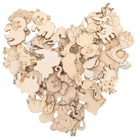 NUOBESTY 50stücke Unlackierte Holzausschnitte Tierformen Holzscheiben Für Basteln Diy Graffiti Chip Rustikale Holztiere Zum Bemalen Und Dekorieren Für Party Und Zuhause