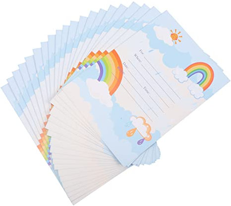 TEHAUX 20stücke Regenbogen-geburtstags-einladungskarten Für Und Kinderfeiern Bunte Grußkarten Wünschen Und Feiern Leicht Und Tragbar Für Besondere Anlässe