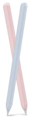 Yoedge 2 Piezas Funda para Apple Pencil Pro/Apple Pencil 2ª generación,Carcasa Protectora Silicona Ultrafina Carga Magnética y Double Toque Compatible,Rosa & Azul Claro