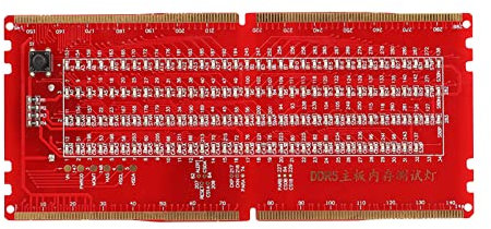 DDR5 RAM Memory Slot Tester Karte mit LED-Lichtern, tragbar für PC Motherboard RAM Speicher Wartung (Rot)