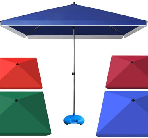 Easy Deluxe Market Parasol solaire carré pour l'extérieur avec base réglable en hauteur, bleu, 2X2M