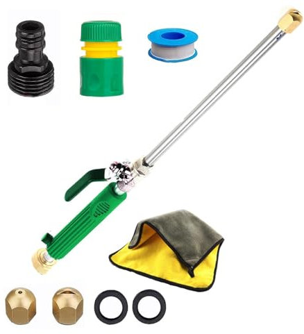 Jetsono High Pressure Surface Cleaning Power Compact and Lightweight, Jetsono 2-in-1 High Pressure Power Washer High Pressure Nozzle for Garden Hose Hydro Jets Pressure Washer Rod (Green)