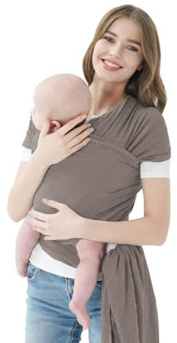 Baby All-in-1 Stretchy Wrap Carrier, Breathable and Convenient Baby Sling with Various Usage, Hands Free Infant Carrier, Lightweight,Breathable & Soft, Khaki