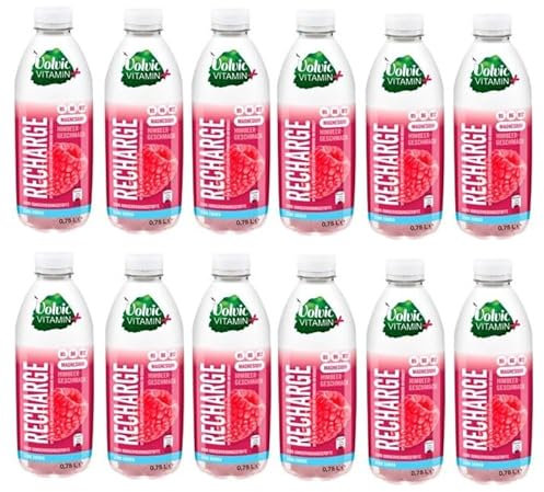 12 Flaschen Vitamin + Recharge Himbeergeschmack Himbeer Erfrischungsgetränk (12 x 750ml) inc. EINWEG Pfand PET Flasche + Space Keks a 45g von Onlineshop Bormann