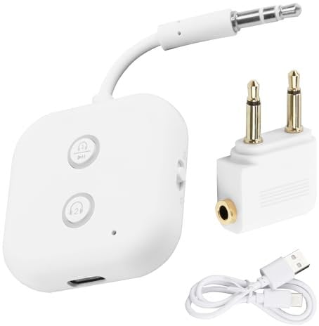 2 In 1 Bluetooth 5.3 Transmitter Receiver – headphone jack wireless adapter Support for 2 AirPods or Headphones – 3.5mm airplane bluetooth adapter for Plane, Travel, Tv, Car, Gym