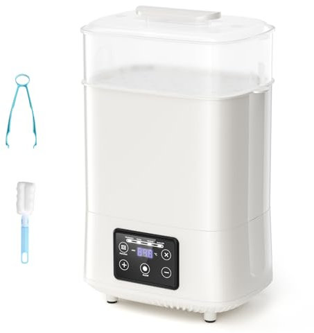 4-in-1 Baby Bottle Steriliser and Dryer Holds 8 Bottles and Pacifiers, Electric Steam Steriliser Kills 99.9% of Bacteria for Baby Bottles, Breast Pump Parts, Teething Toys, Milk & Food Warmer