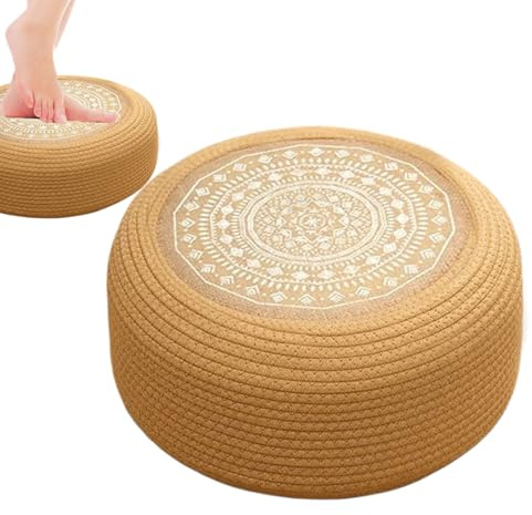Generisch Coussin de sol de méditation, coussin de siège rond en paille, 20 cm, très résistant, respirant, tissé à la main, repose-pieds pour le temple, le yoga et la relaxation à la maison