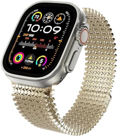 yaponuk Cinturino Milanese per Apple Watch Ultra 2 per iWatch Serie 10 9 8 7 6 5 4 se Bracciale Correa(Champagne gold,S10-46mm)