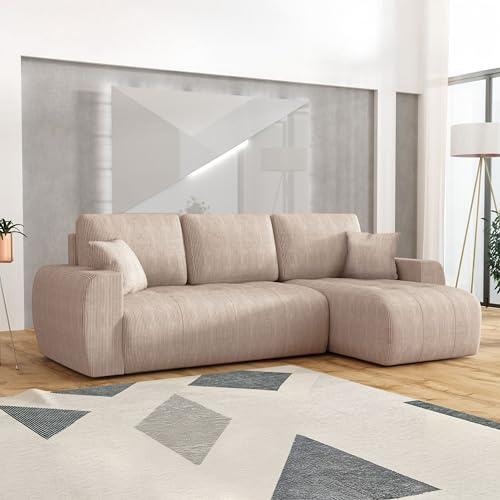 Imebel Ecksofa mit Schlaffunktion 250x142x87 cm - Schlafsofa Ecksofa im Modernen Stil für 4 Personen - Bequeme Schlafcouch L-Form - Sofa mit Bettkasten - Eckcouch mit Bettfunktion