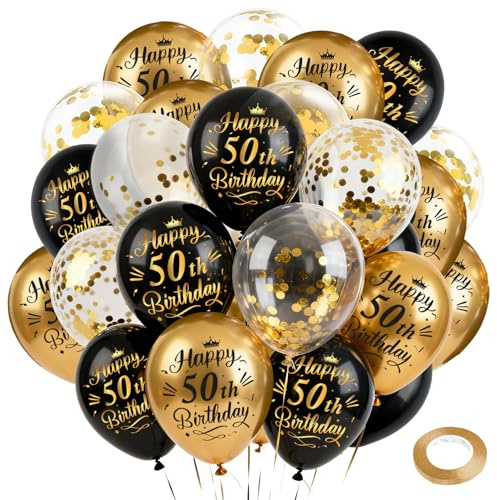 Luftballons 50. Geburtstag Ballons Geburtstag 24 Stück Luftballons Schwarz Gold 50 Deko Mann Geburtstagsdeko Frauen Deko Zum 50 geburtstag Dekoration Party Deko