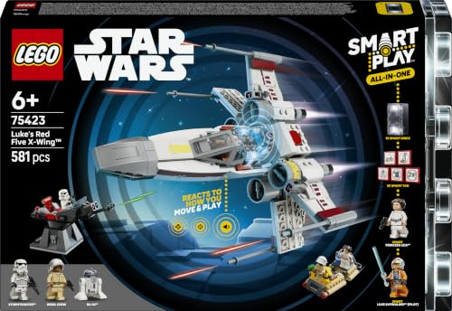 LEGO Star Wars 75423 SMART Play: Luke's Red Five X-Wing - All-in-One Interactive Toy Set incl. SMART Brick, 5 Tags, 2 Minifigures & Charger - Gift Idea for 6+ Year Old Boys, Girls & Adult Fans
