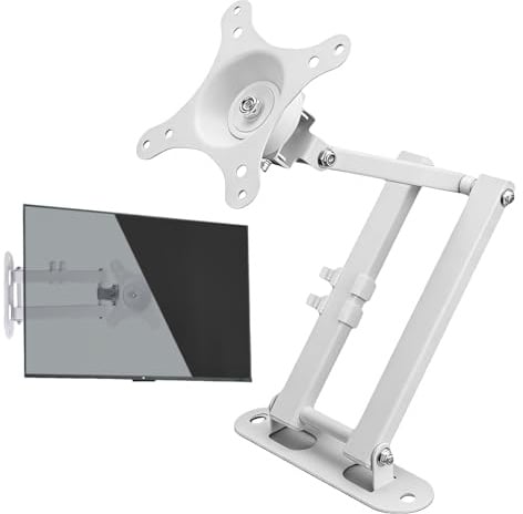 Wandhalterung für Show 15, Schwenkbar & Neigbar TV Halterung bis 15kg - 360° Drehbar, Verstellbar (3.3-16.9 Zoll), VESA 75/100 für Küche & Wohnzimmer, Weiß