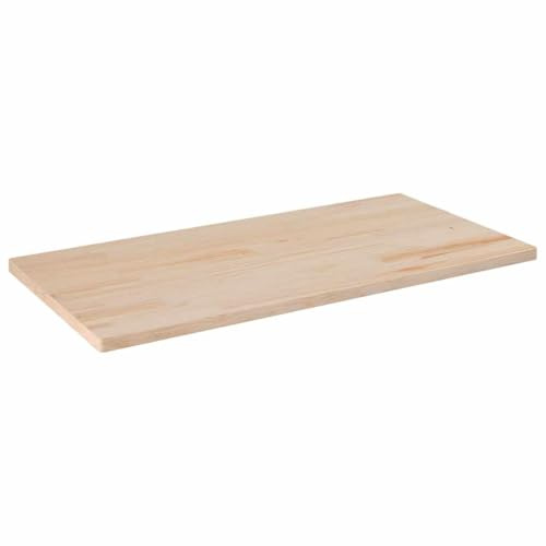 HETFTJN Tischplatte 110x60x2,5 cm Massivholz Kiefer unbehandelt Rechteck mit abgerundeten Ecken Modernes Design & Langlebigkeit für Esszimmer Büro Balkon Terrasse
