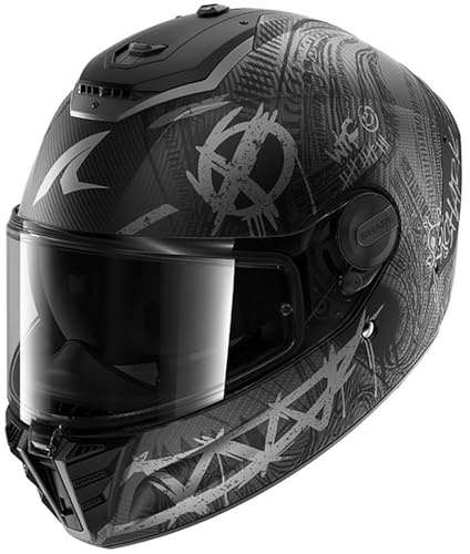 SHARK, Integraler Motorradhelm SPARTAN RS CARBON SHIEVER Carbon Anthracite Silver DAS, L