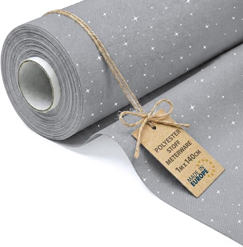 Kinderstoffe zum Nähen Meterware 1 M x 140 cm Polyester Stoff mit Motiven – Dekostoff für Kinderzimmer Vorhänge Kissen Tischdecke Taschen knitterarm formstabil Oeko-Tex Galaxie