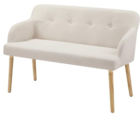Riess Ambiente Nordische Sitzbank Scandinavia MEISTERSTÜCK - 115cm - beige Natur - Polsterbank aus Massivholz mit Armlehne