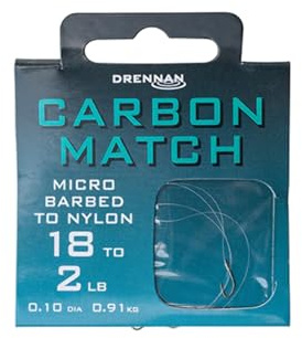 Drennan Carbon Match Hooks To Nylon - 20 to 2lb