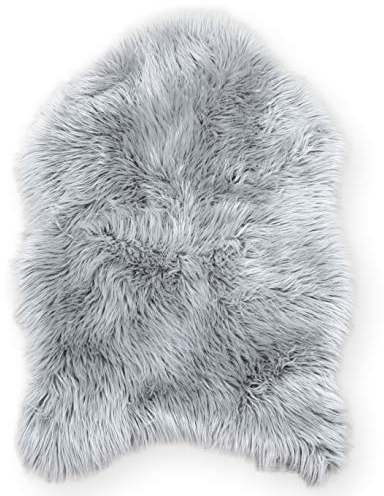Teppich Wölkchen Schaffell Lammfell Imitat Fellteppich Kunstfell Teppich - Flauschiger Teppich, Bettvorleger, Fell für Sofa - Grau - 80x120cm