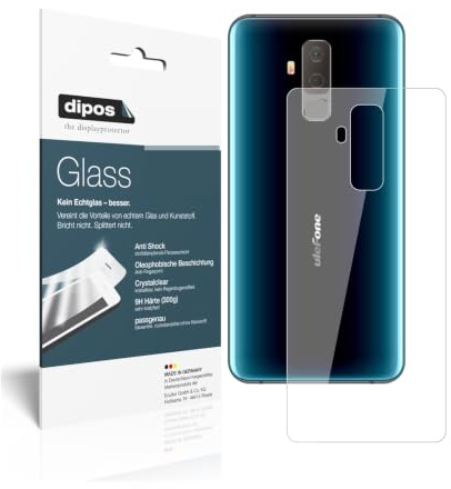 dipos 2x Displayschutzfolie 9H klar für Ulefone T2 Rückseite | Bricht und splittert nicht, kein Echtglas, Anti-Shock, passt perfekt, kratzfest, blasenfrei, hüllenfreundlich, selbstklebend