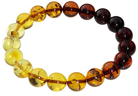 Armband - Kugel 10 mm - Bernstein -,