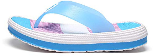Ciabatte Infradito Pantofola Sandali Pantofole da Donna Massaggio Infradito Sandali da Spiaggia All'Aperto Scarpe con Zeppa Pantofole A Righe da Donna-Azul_38