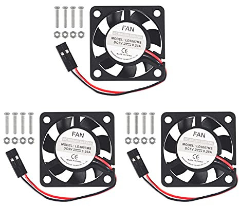 AOICRIE for Raspberry Pi 4 Quiet Fan, 3Pcs for Raspberry Pi Cooling Fan Brushless 3.3-5VDC Quiet Fan with for Raspberry Pi Heatsink for Raspberry Pi 4B / 3B+ / 3B/ Zero/Zero W or Other Robot Project