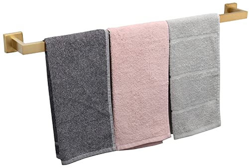 TocTen Portasciugamani da bagno – Base quadrata spessa in acciaio inox SUS304 barra portasciugamani per bagno, accessori da bagno, resistente porta asciugamani da parete (oro spazzolato, 30)