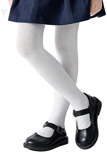 EPEIUS Girls Tights Kids Girls Dress Cotton Tights School Uniform Tights Pantyhose Toddler Stockings for 2-12 Years
