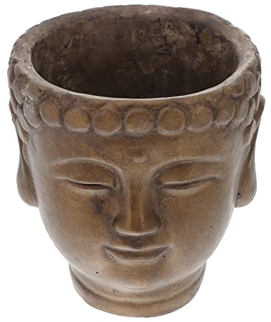 Yardwe Pot De Fleur Bouddha Bouddha Fleur Planteur Bouddha Tête Statue Zen Jardin Pot de Fleur Plante Succulente Pot Bouddhisme Sculpture Cadeaux pour La Maison Intérieur Extérieur Bronze