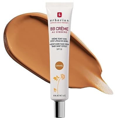 Erborian BB Creme mit Ginseng - Getönte Creme - Pflege mit Babyhaut-Effekt - 5-in-1 koreanische Gesichtspflege mit LSF 20 - Karamell - 40 ml