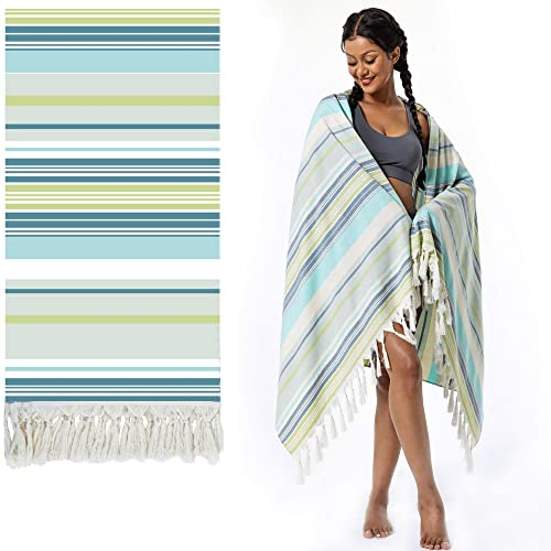 Winthome Strandtuch, Bambus-Baumwolle Hamamtuch Schnelltrocknend Saunahandtuch Weich Badetuch Strand Strandtücher Strandlaken Herren Damen (1 Pack, 75 x 150cm)