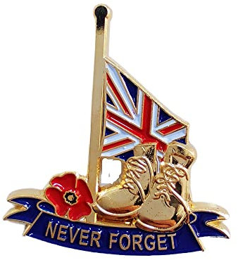 Broche en forme de coquelicot rouge avec inscription « Never Forget Remembrance Day », Métal