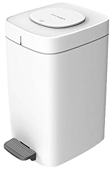 JOYBOS JOB087 Papelera Cubo 15 l Cuadrado con Pedal-Incluye 30 Bolsas de Basura, 15 litros, ABS+PP, Blanco