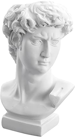 David Statue Vase – 15,2 cm griechischer Brustkopf, ästhetischer Übertopf, weiß, Heimdekoration, römischer Stil, Harz, Sukkulenten, Blumentopf, Skulptur, Pinselhalter, Make-up-Stifthalter