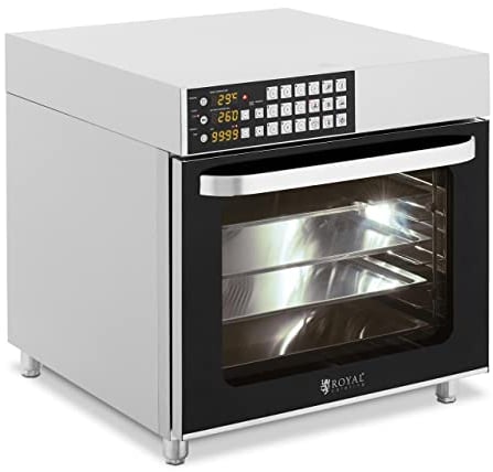 Royal Catering RCOV-04 Forno ad aria calda 2800 W Timer 6 funzioni 4 lamiere Convectomat Combi Vapore da tavolo Forno ad aria calda