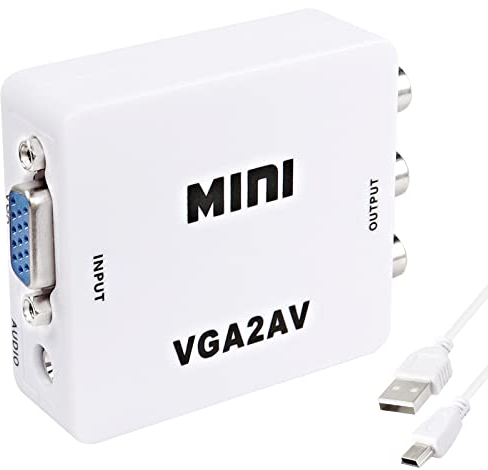 XMSJSIY VGA a AV RCA Convertitore Composito Scatola Adattatore Adattatore con Cavo di Alimentazione USB HD 1080P Audio Video Converter PC a TV Set Top Box