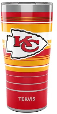Tervis Traveler NFL Kansas City Chiefs – Hype Stripes dreifach isolierter Reisebecher hält Getränke kalt und heiß, 590 ml, Edelstahl